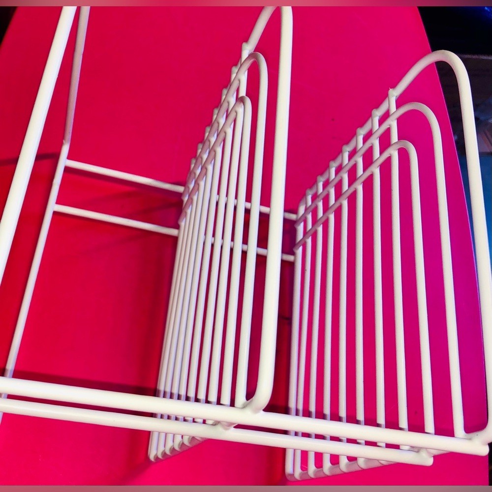 White Coated Plate Organizer Rack Neat Kitchen Cabinet Home House Organization